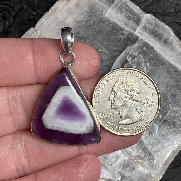 Chevron Amethyst Pendant Stone Crystal Jewelry - Picture 4 of 7